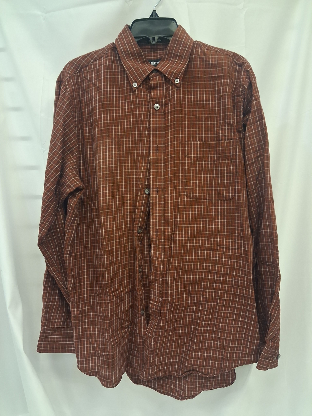 Van Heusen Brown Plaid Button-Down Shirt